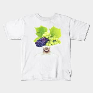 Grapes head portrait Kids T-Shirt